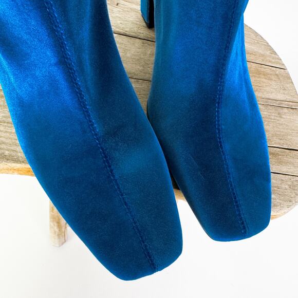 Steve Madden Whimsigoth Goth Velvet Vinka Square Toe Ankle Boots Blue sz 6.5 NEW - Picture 5 of 10
